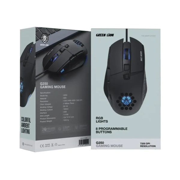 Green Lion G250 Gaming Mouse, GNG250GAMBK