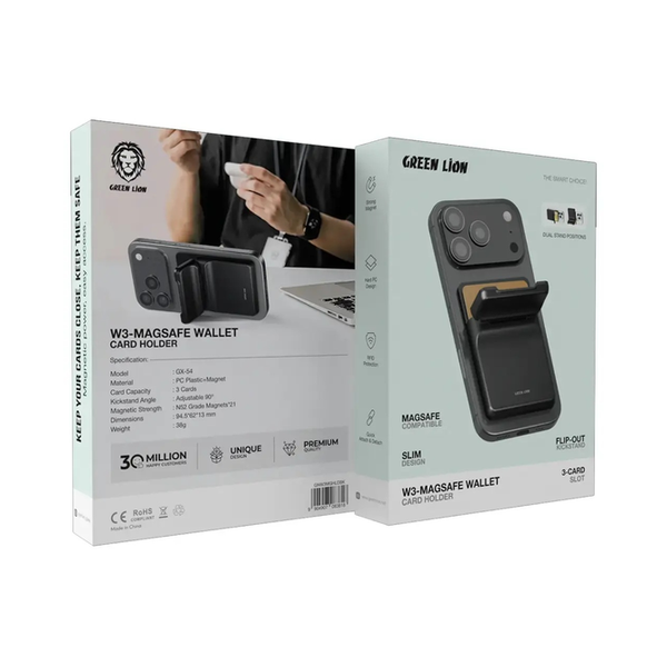 Green Lion W3-Magsafe Wallet Card Holder, GNW3MGHLDBK