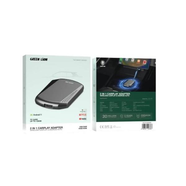 Green Lion 2 in 1 CarPlay Adapter 2GB/16GB, Up-to 128GB TF Card