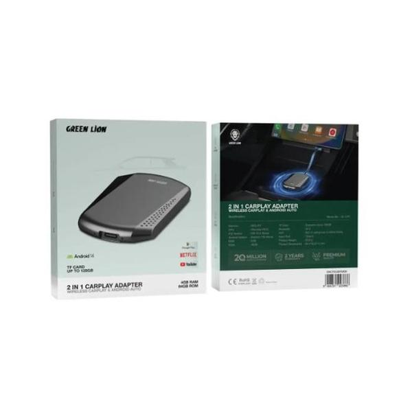 Green Lion 2 in 1 CarPlay Adapter 4GB/64GB, Up-to 128GB TF Card