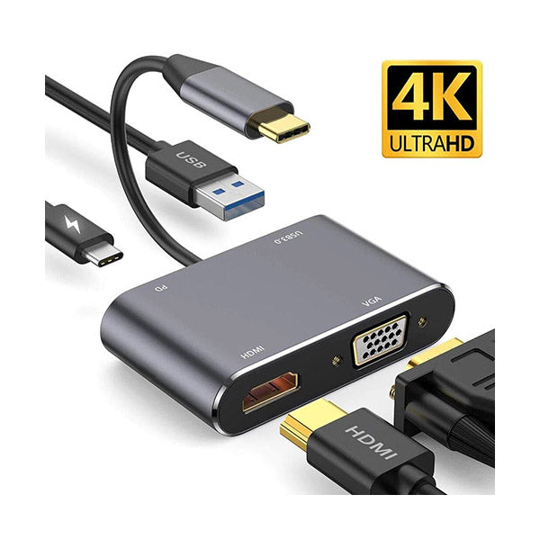 Hay-tech USB-C To HDMI/VGA Adapter 4 in 1