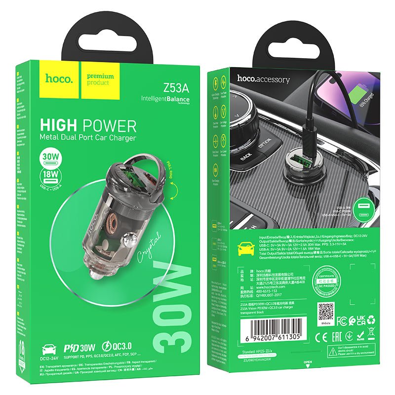 Hoco Dual Port Car Charger 30W Z53A