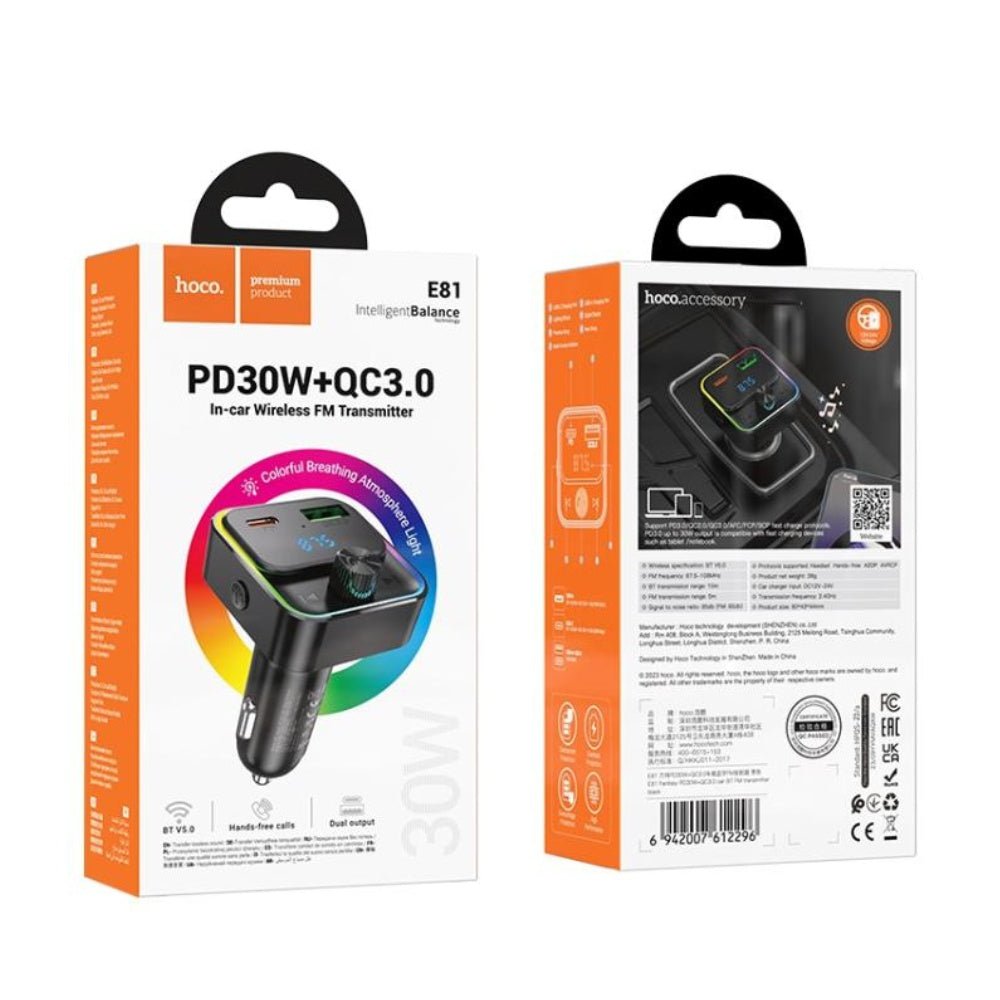 Hoco In-Car Wireless FM Transmitter PD30W E81
