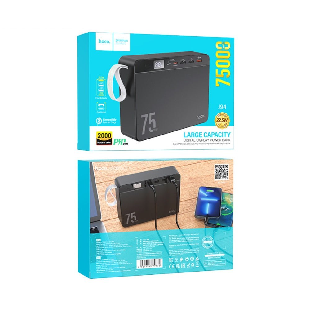 Hoco J94 Overlord Fast Charge 22.5W Power Bank 75000mAh