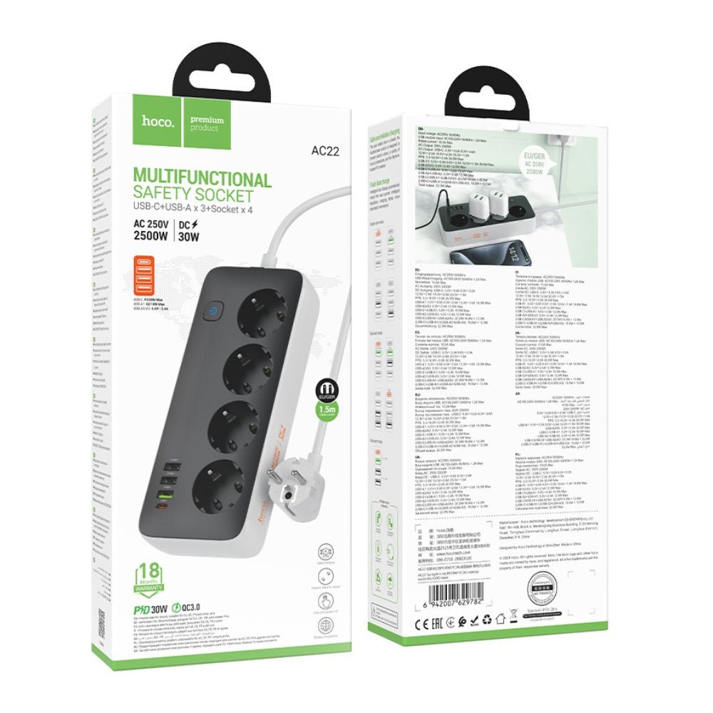 Hoco Power Strip PD30W 1C3A AC22 (1.5m)