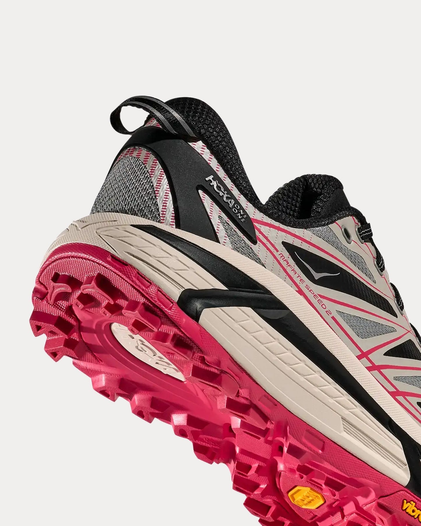 Hoka Men's Grey/Ruby Red Mafate Speed 2 Sneakers | Hoka In Lebanon