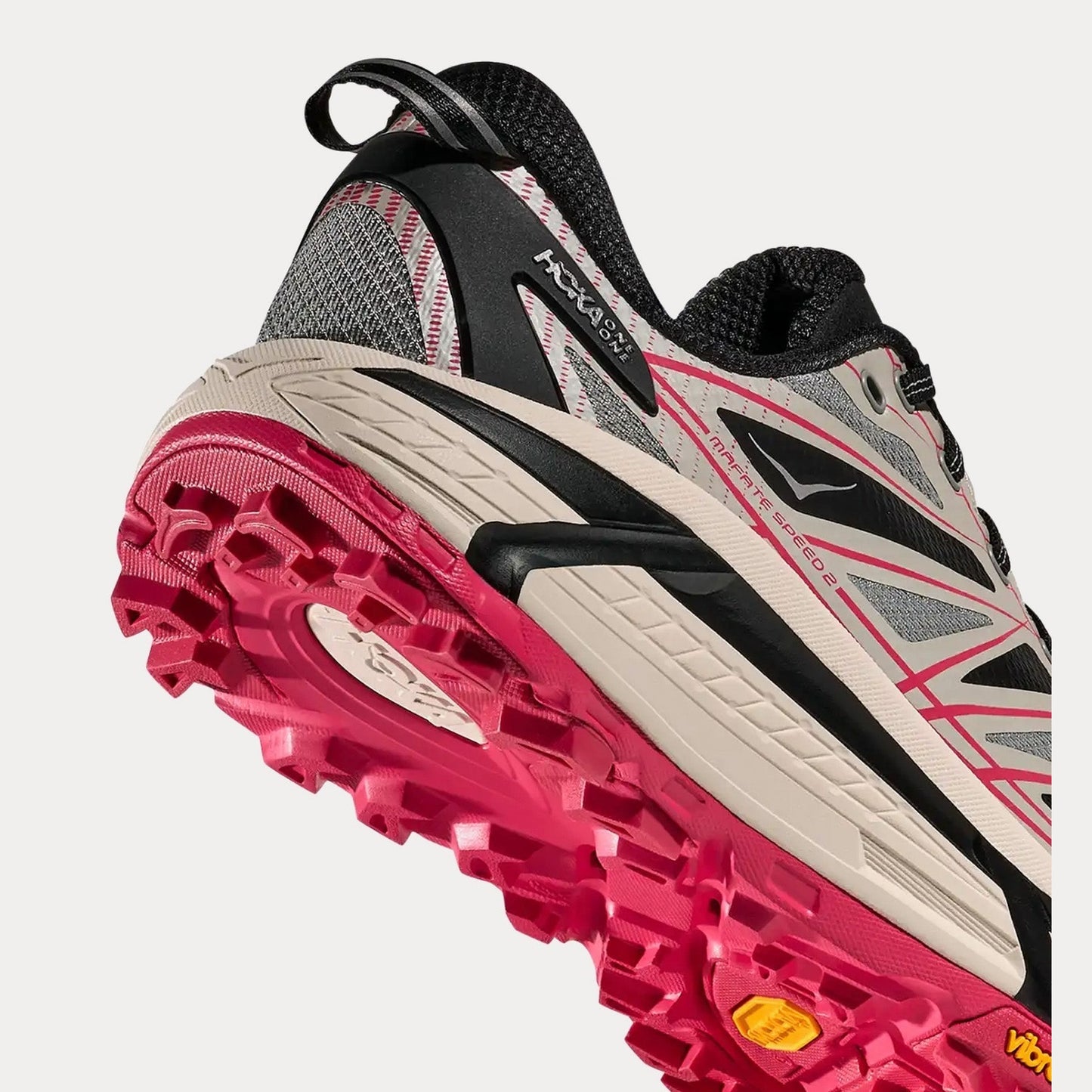 Hoka Men's Grey/Ruby Red Mafate Speed 2 Sneakers | Hoka In Lebanon