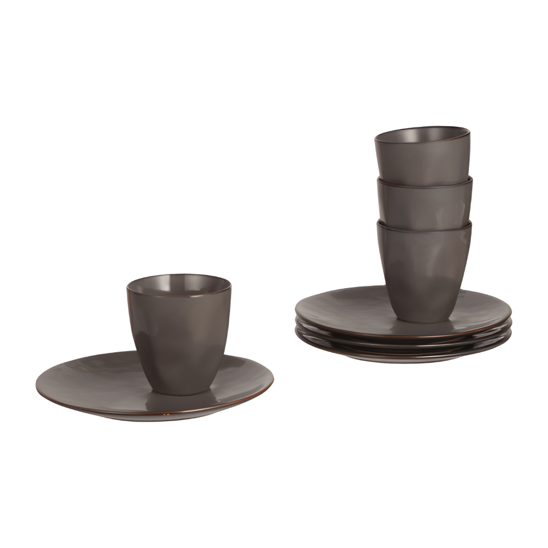 Home Creation Ceramic Tableware Set – 8 Pieces (4 Cups + 4 Plates)