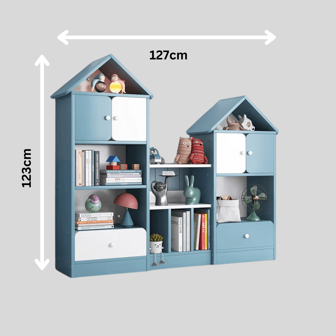 House Shaped Multi-Purpose Combination Bookshelf with Doors