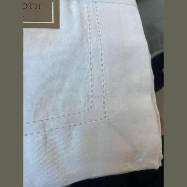 Elite Hemstitch White Tablecloth – 152x300 cm 100% Cotton Dining Table Linen