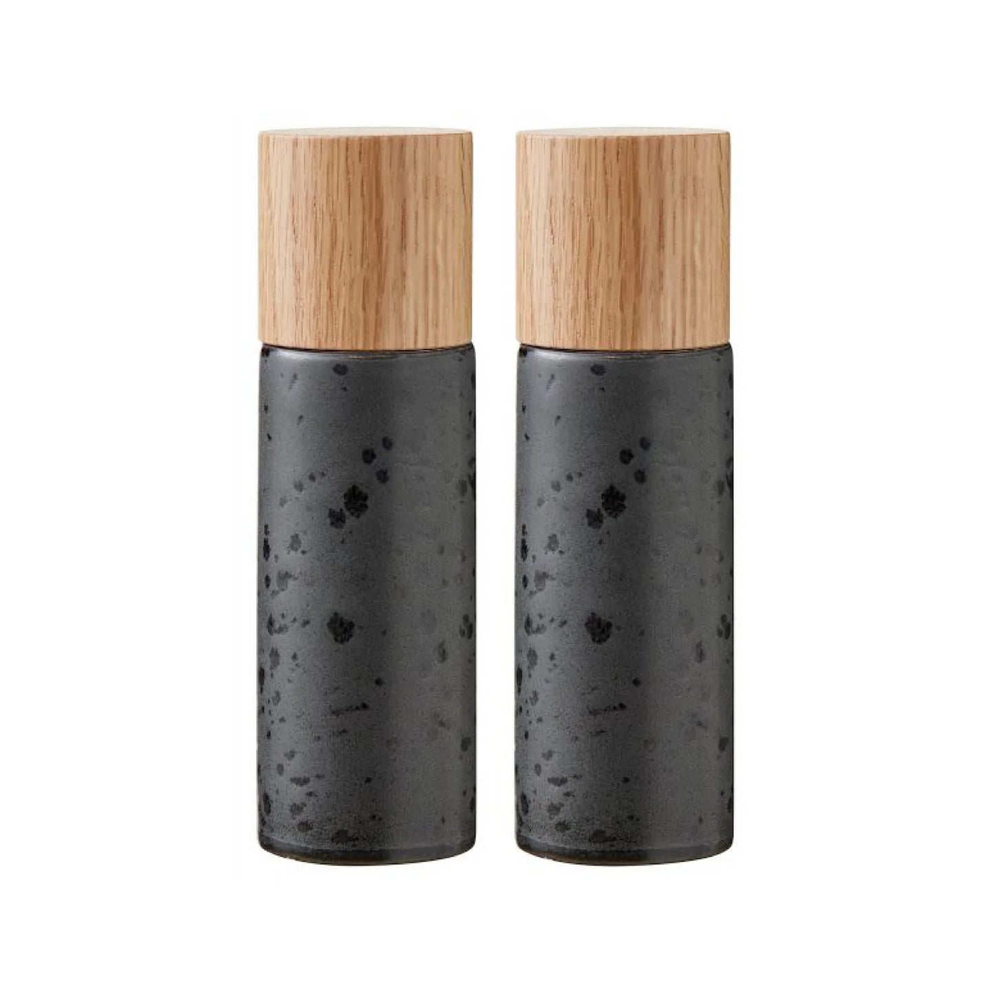 Bitz Living Wood Stoneware Salt & Pepper Mill Height 16.7cm 2Pcs