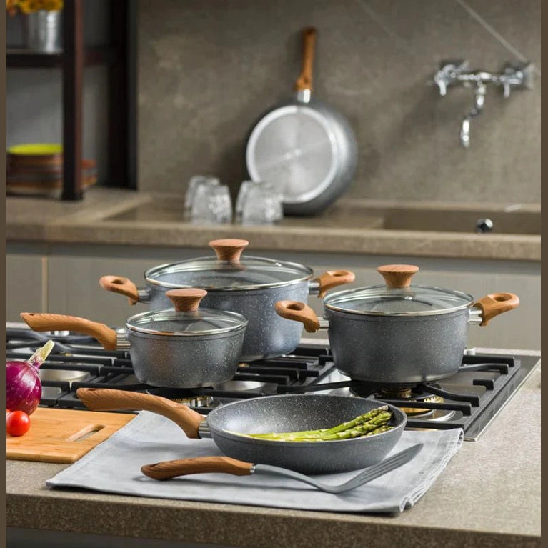 Tognana Cookware Set 8pcs Stone and Wood Line