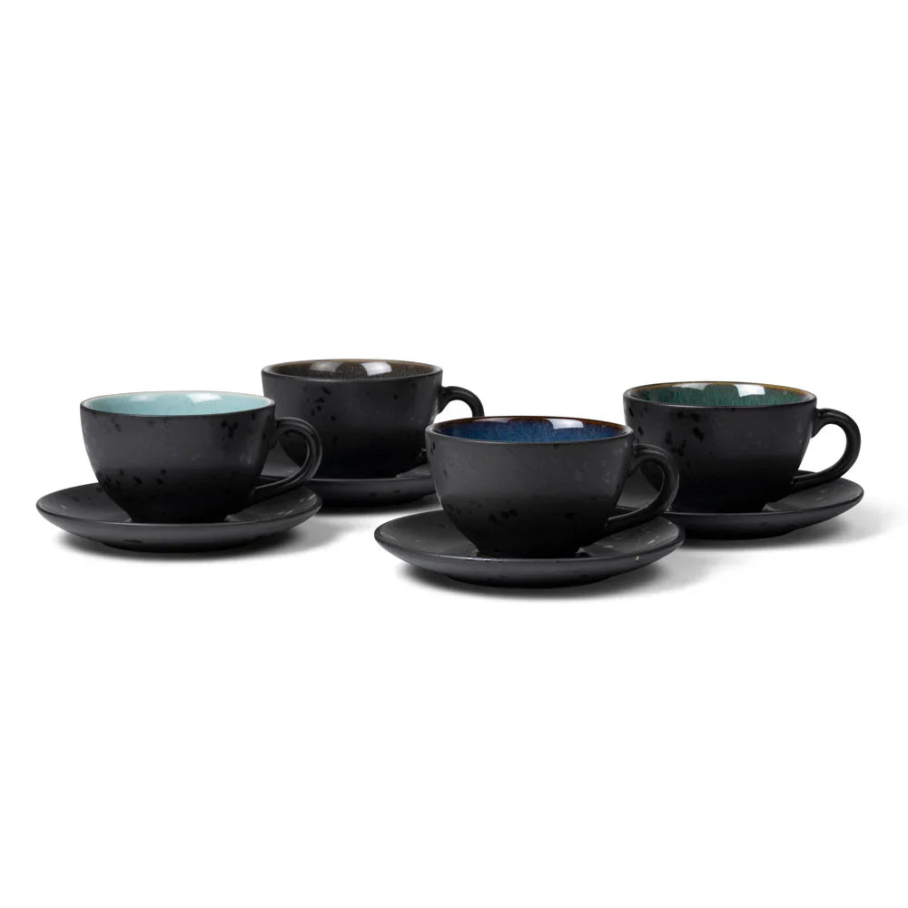 Bitz Living Stoneware Black Cup & Saucer 0.24 l 4 Pcs