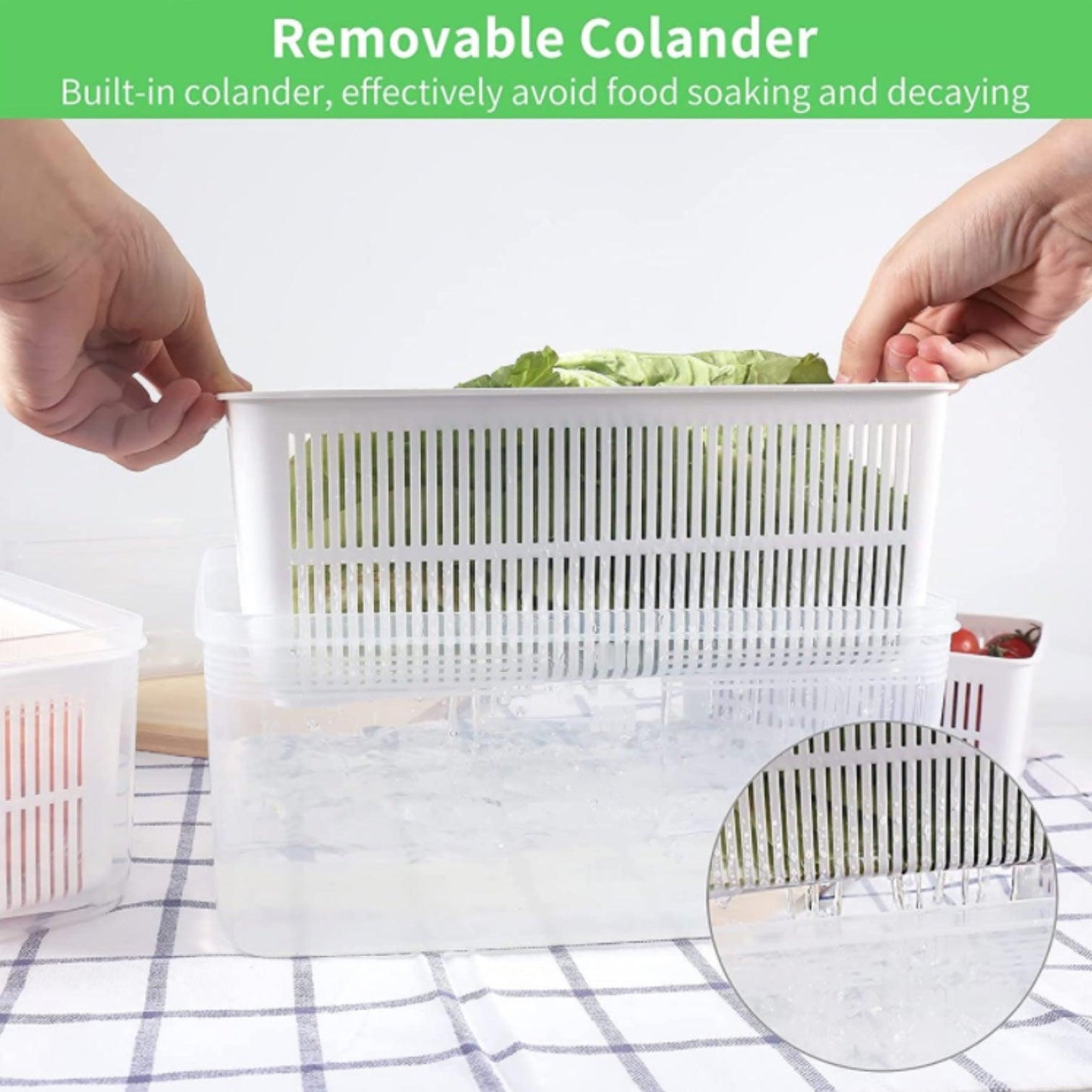 Food Storage Container with Strainer 4L