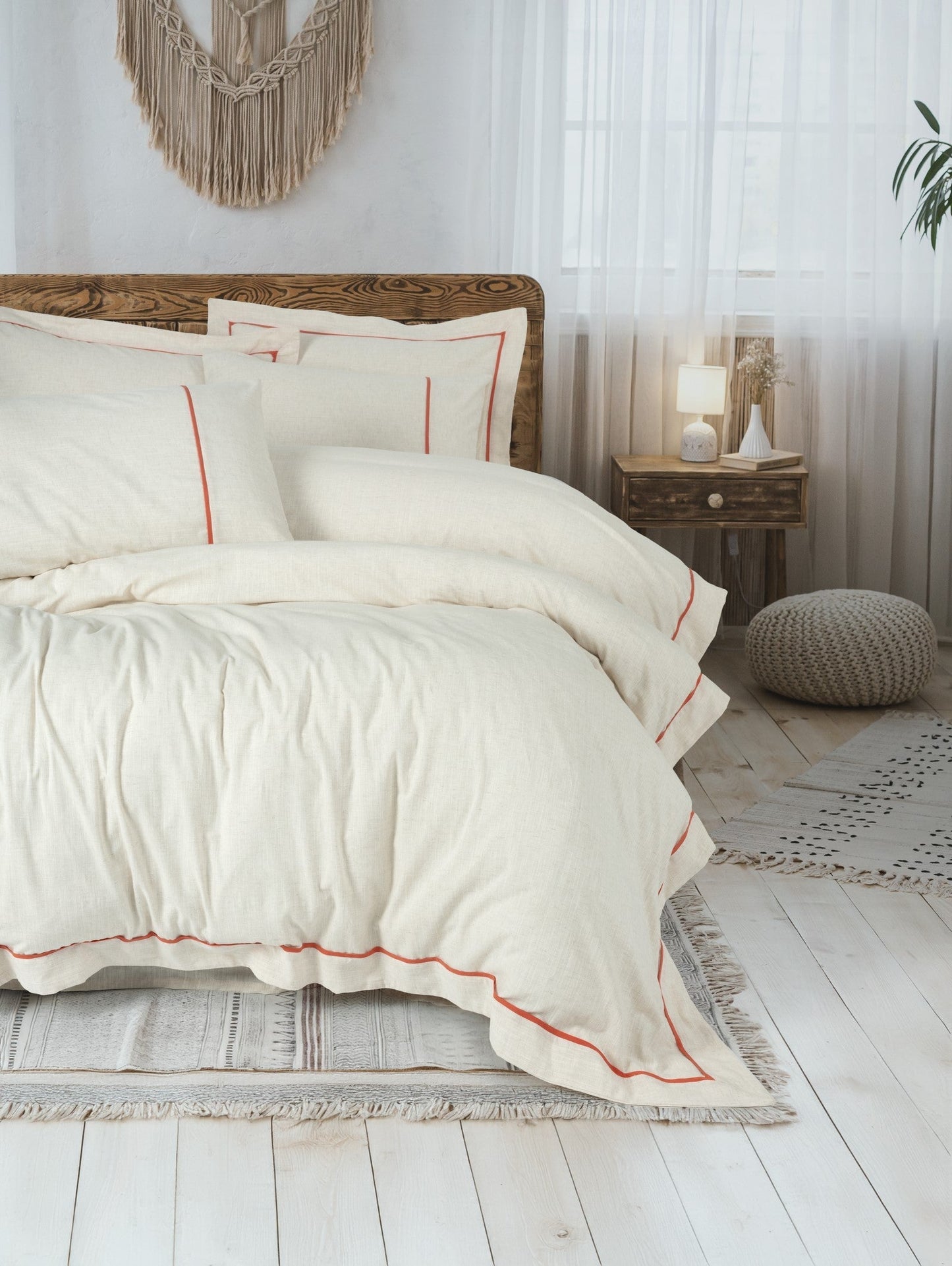 Inborn Double Duvet Cover Set Banded Orange