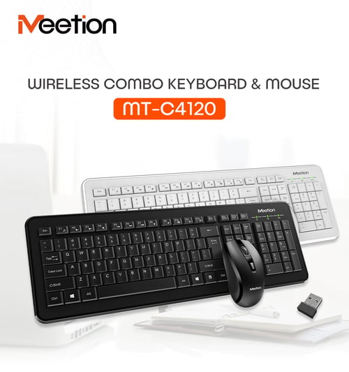 MEETION C4120 2.4 GHz KEYBOARD AND MOUSE WIRELESS COMBO – White - Medaid International