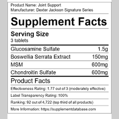 Dexter jackon Joint Support, Contains MSM, Chondroitin & Glucosamine, 90 Tablets