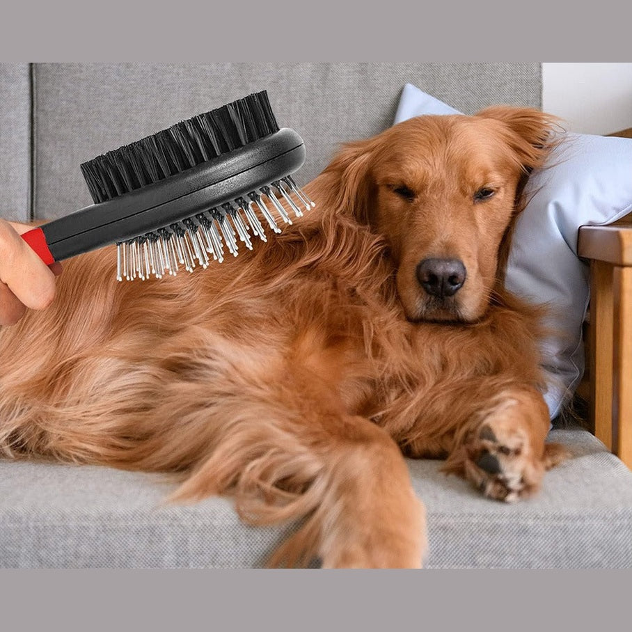 Double-Sided Pet Grooming Brush for Dogs & Cats | Deshedding & Detangling Comb