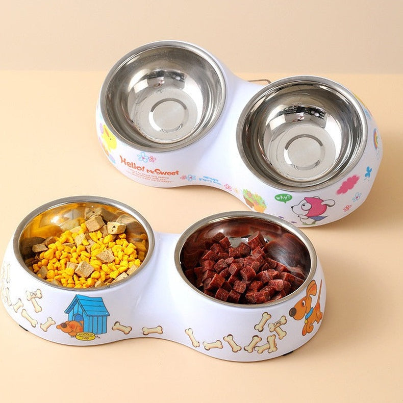 Charming Critter Double Diner - Stainless Steel Pet Bowls Non-Slip