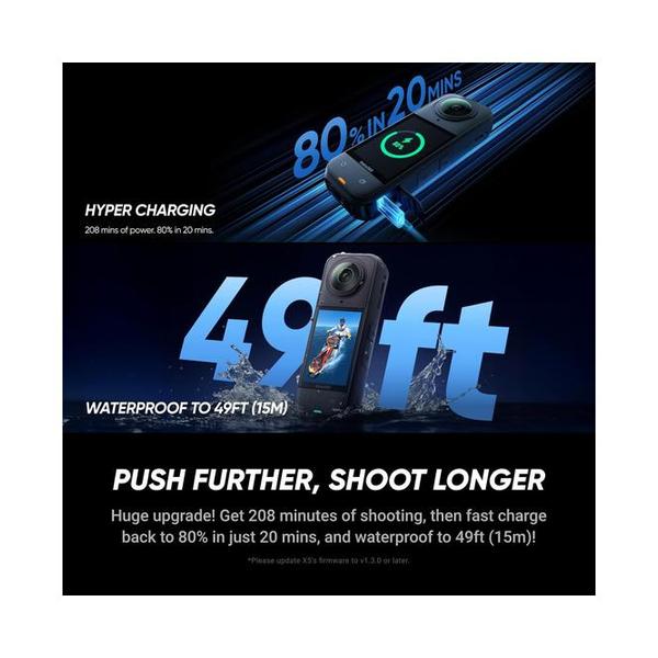 Insta360 X5 Essentials Bundle - Waterproof 8K 360° Action Camera, Leading Low Light, Invisible Selfie Stick Effect, Rugged and Replaceable Lens, 3-Hour Battery, Built-in Wind Guard, Stabilization