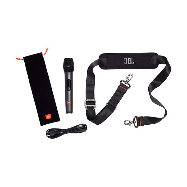 JBL PartyBox On-The-Go a Portable Karaoke Party Speaker with Wireless Microphone, 100W Power Output, IPX4 Splashproof, 6 Playtime Hours, Shoulder Strap, and Wireless 2 Party Speakers Pairing