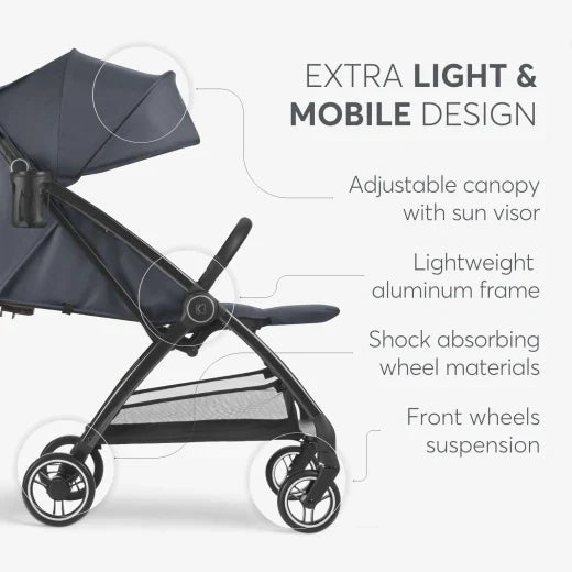 Kikkaboo - Autofolding Pushchair - Jor Dark Grey - Travel Stroller