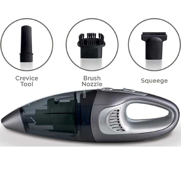 Kenwood Wet & Dry Cordless Handheld Vacuum Cleaner 14.8V Battery, 500ml Capacity Black/Silver