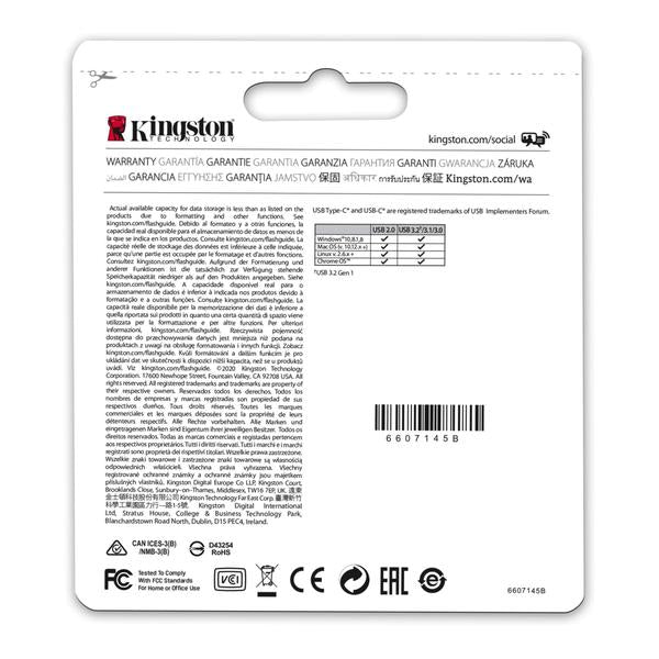 Kingston DataTraveler microDuo 3C USB Flash Drive 256GB USB Gen 3 OTG Type-C to USB Type-A - DTDUO3CG3/256GB, 5 Years Official Warranty