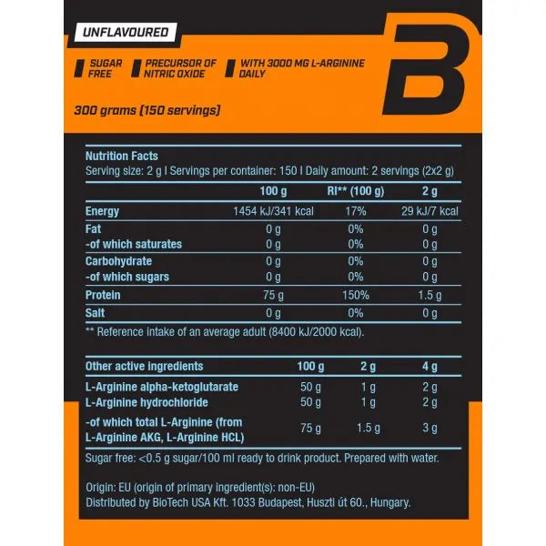 BioTech USA L-Arginine Powder Unflavored 300g