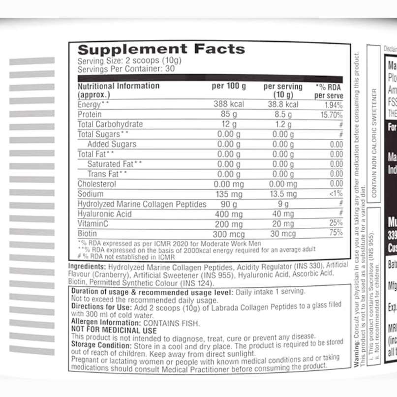 Labrada Marine Collagen Peptides Powder 300 g
