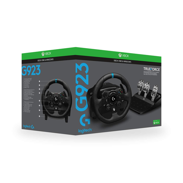 Logitech G923 Racing Wheel and Pedals for Xbox X|S, Xbox One and PC Featuring TRUEFORCE up to 1000 Hz Force Feedback, Responsive Pedal, Dual Clutch Launch Control, and Genuine Leather Wheel Cover