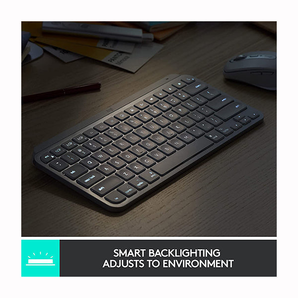 Logitech MX Keys Mini Minimalist Wireless Illuminated Keyboard, Compact, Bluetooth, Backlit, USB-C, Compatible with Apple macOS, iOS, Windows, Linux, Android, Metal Build - 920-010498
