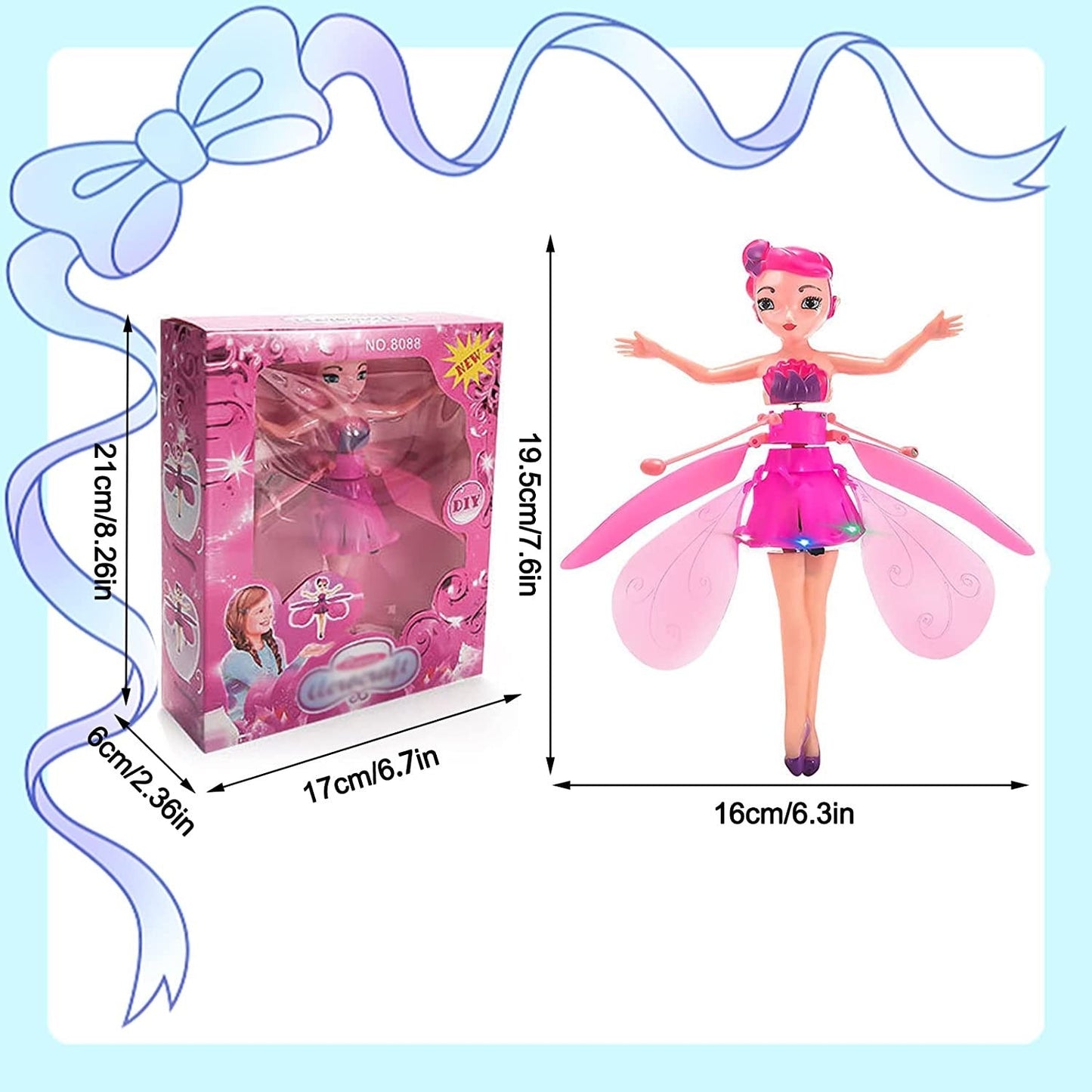 Magic Flying Fairy Princess Doll, Flying Fairy Dolls Toys for Kids Flying Butterfly Pixie Dolls Infrared Induction Control Toy