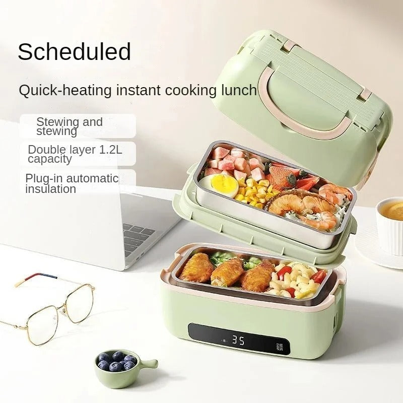 1.5L Electric Heating Lunch Box Double Layer Stainless Steel
