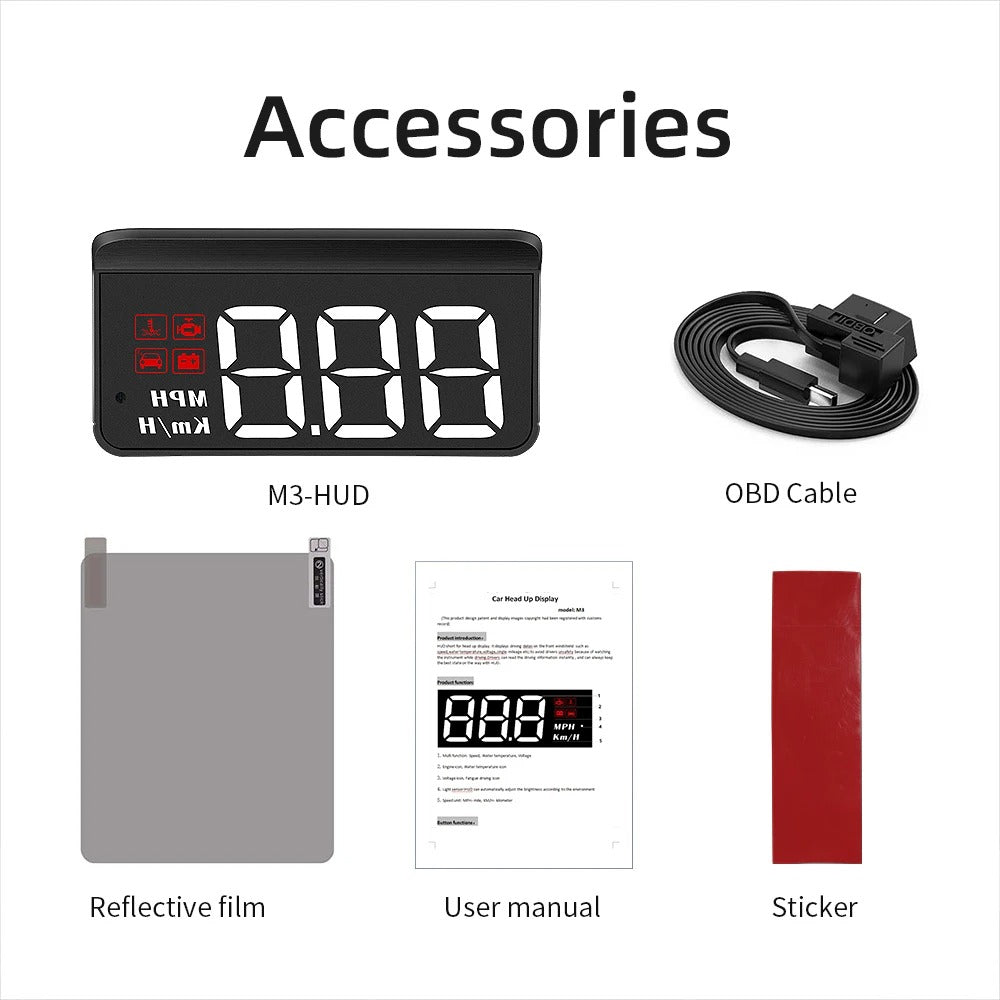 Projector Display Digital KMH MPH Car Speedometer Temperature Voltage Alarm