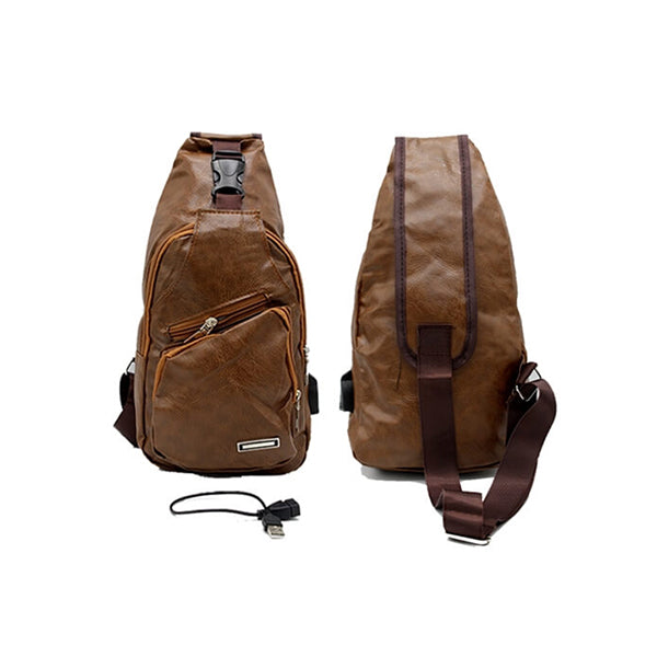 Cross Bag, Men's Fashion, Leather Material ABS Sports Outdoor Sling Shoulder Crossbody Chest Bag for Young Men Portable - 14385