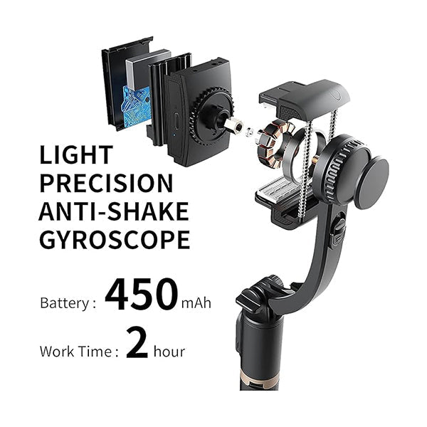 Gimbal Stabilizer & Tripod Q08 for Smartphones, Magic Snapshot with Extendable Bluetooth Selfie Stick and Tripod, Multifunction Remote 360 Automatic, Compatible with iOS and Android