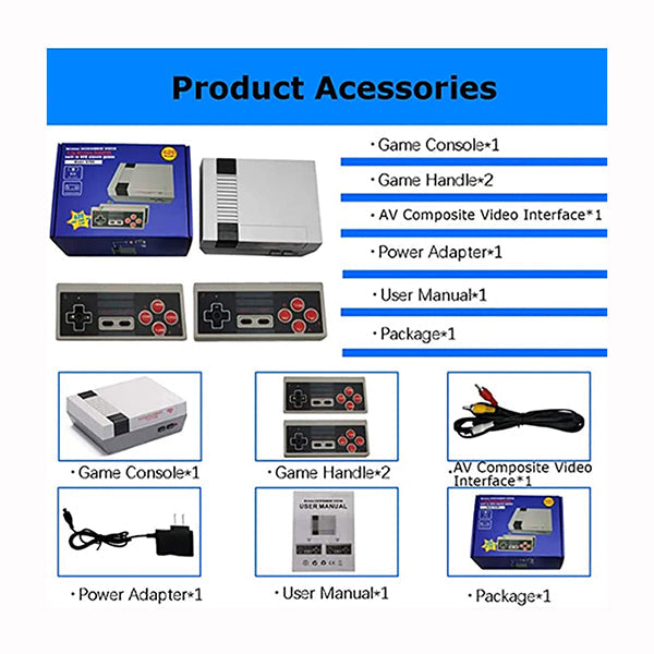 Retro Wireless Video Game Console Classic Handheld Mini PC Game Player Built in 620 Games Dual Controller AV TV Game Machine for Kids, Children, Adult