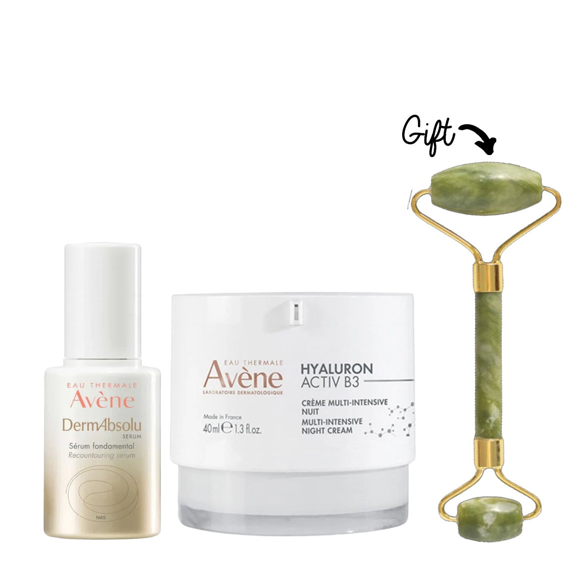 Anti-aging Kit : AVENE DERMABSOLU SERUM 30ML+ NIGHT 40ML + FREE ROLLER - Medaid