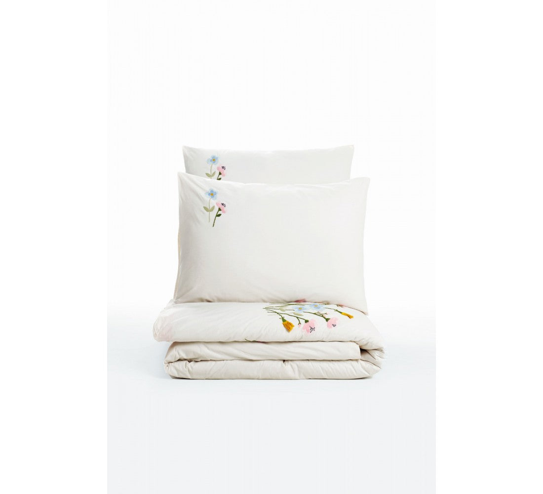 Embroidered Double Duvet Cover Set Delbin Pink