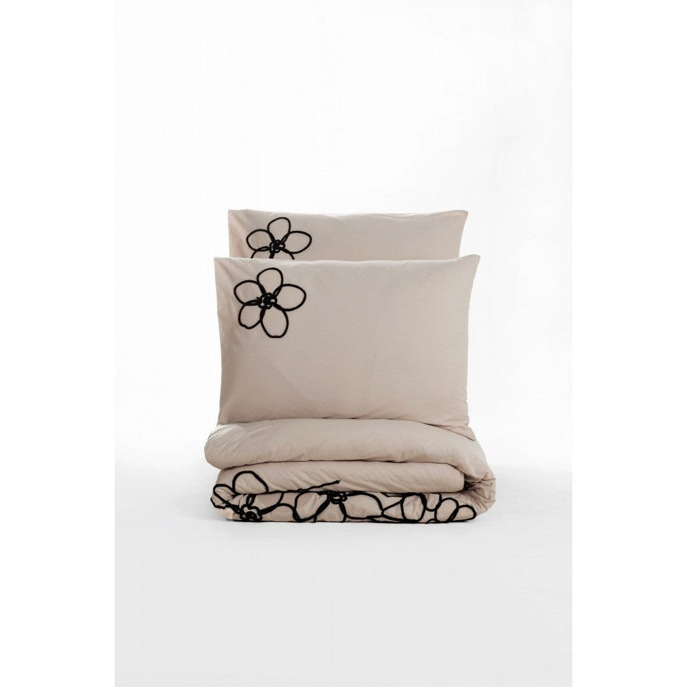 Embroidered Double Duvet Cover Set Panos Brown