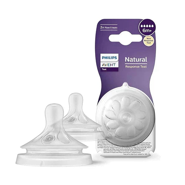 Avent - 2 Natural Reponse Teats 6m - 5 holes