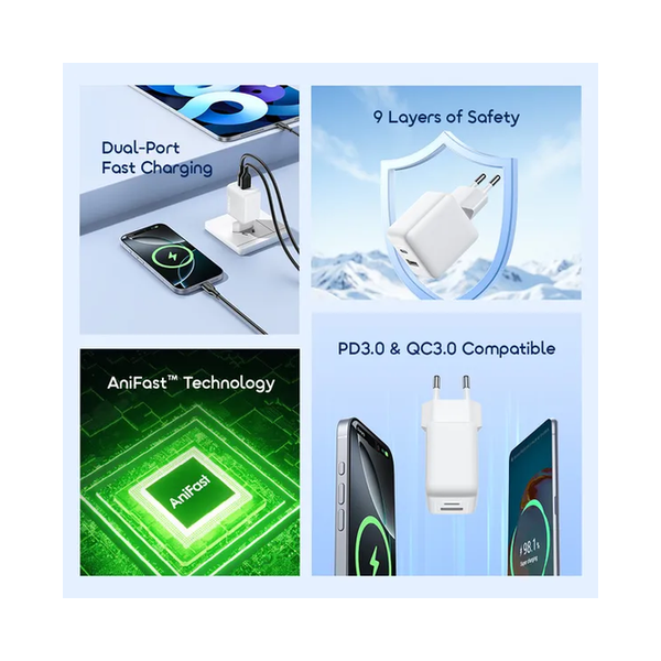 Oraimo PowerCube 201 EU Type Plug 20W Charger Kit, Type-C to Type-C, OCW-5203ECC