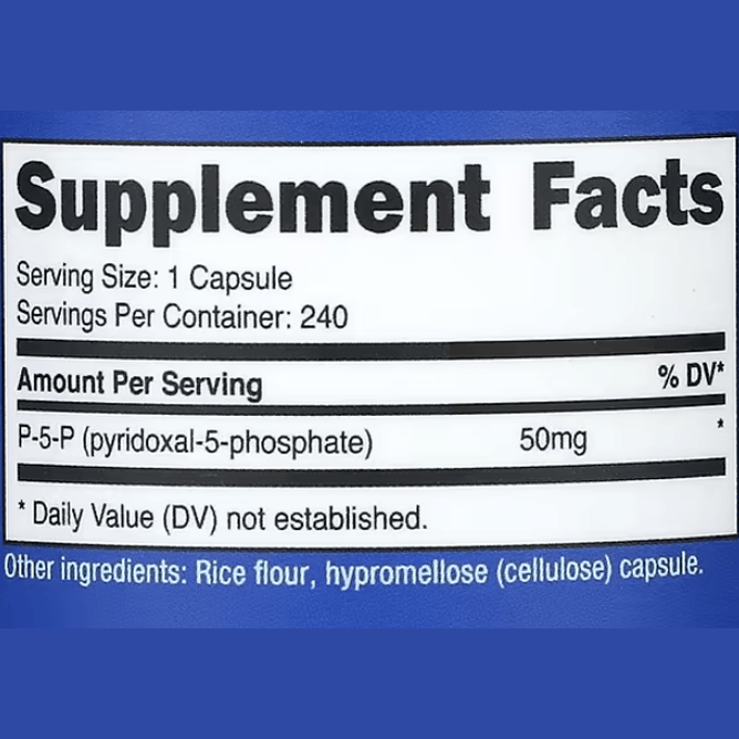 Nutricost P5P (Pyridoxal-5-Phosphate) – 50mg | 240 Capsules | Active Vitamin B6 Form