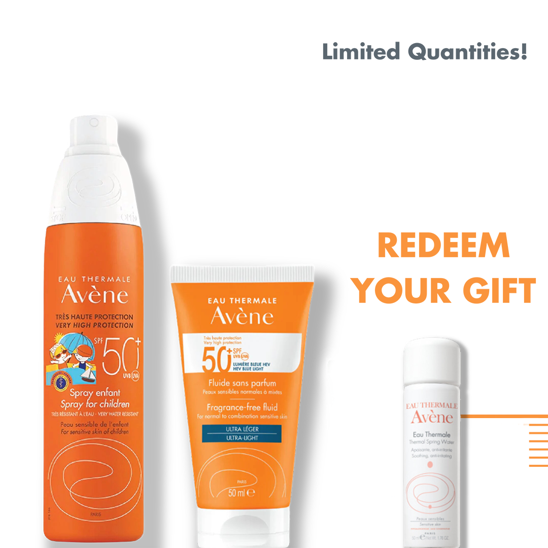 Avène Very High Protection SPF 50+ Fragrance-Free Fluid Ultra-Light + AVENE SPRAY ENFANT 200ML SPF 50+ NF + Eau Thermale 50ml (Gift) - Medaid