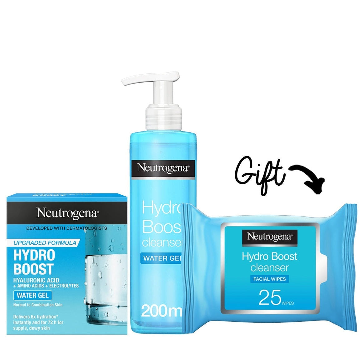 Buy 1 Hydro Boost Gel Clean + 1 Hydro Boost Water Gel and get 1 Hydro Boost Wipes for free - Medaid