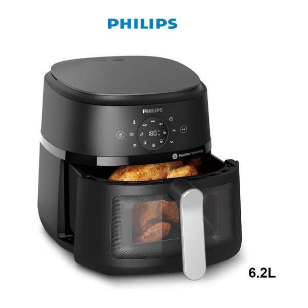Philips Air Fryer NA231/00 with touch panel, uses up to 90% less fat, 1700W, 6.2 Liter, with Rapid Air Technology (Black), Cooking window, Extra Large