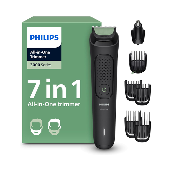 Philips Multigroom 3000 Series 7-in-1 Trimmer - Shaver and Clipper for Face & Head, Self-Sharpening Skin-Friendly Blades, 10 Length Settings, Model MG3930/15