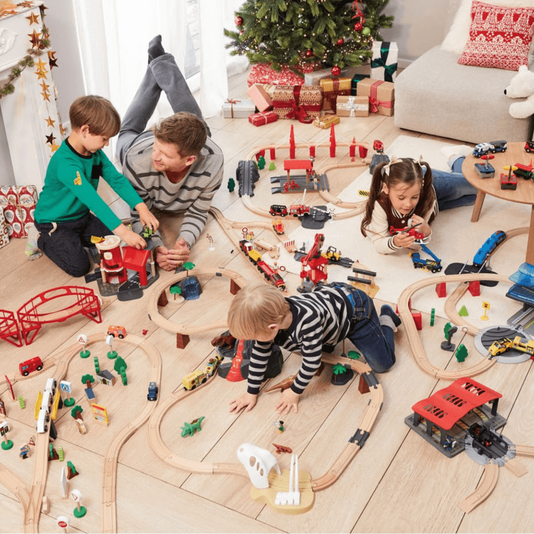 PLAYTIVE CITY WOODEN TRAIN SET 67 PIECES