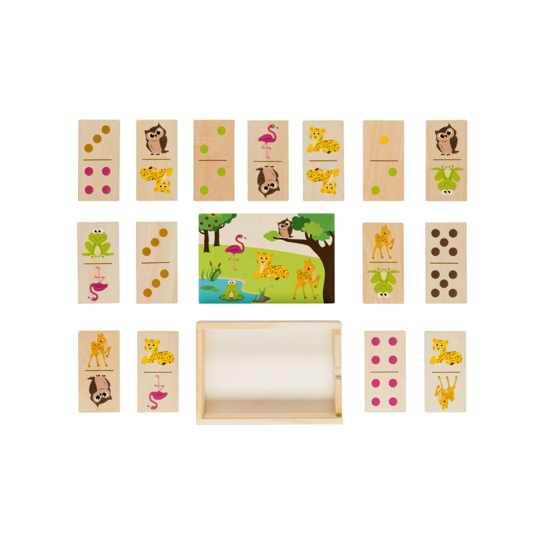 Playtive Wooden Domino Game – 16 Pieces Educational Toy (2+ Years)
